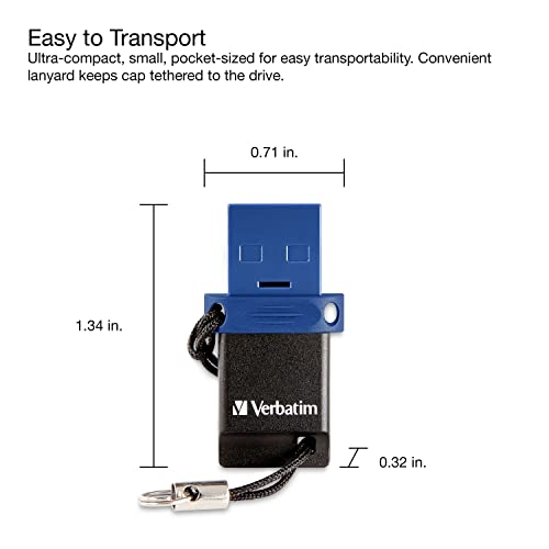 Verbatim 32GB Store 'n' Go Dual OTG USB |2 Gen 1 Flash Drive for USB-C Devices - Convenient 2 in 1 Type C Thumb Drive fo