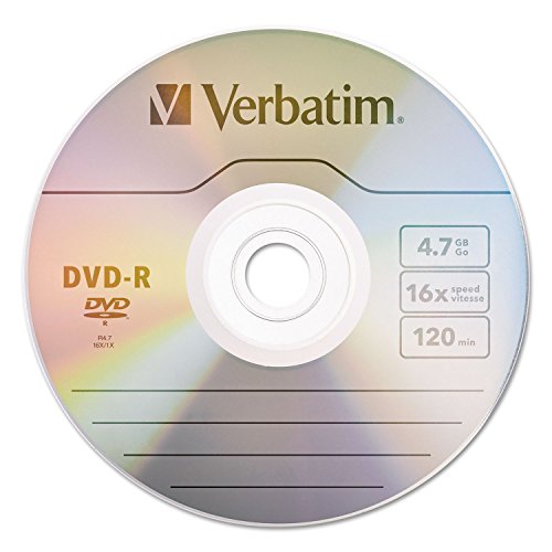 Verbatim DVD-R Blank Discs |7GB 16X Recordable Disc - 100 Pack Spindle,Silver  
Verbatim DVD-R Blank Discs AZO Dye |7GB