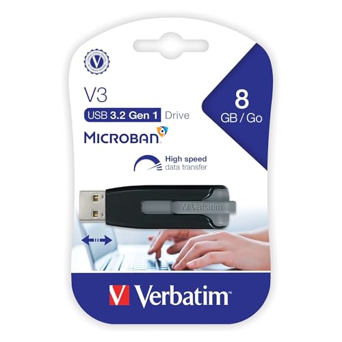 Verbatim 8GB USB |0 Store 'n' Go V3 Flash Drive for PC and Mac - Gray  
Verbatim 8GB USB |0 Store 'n' Go V3 Flash Drive