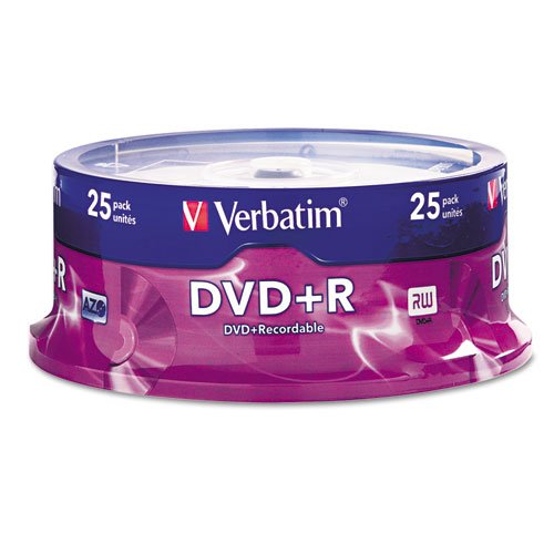 Verbatim DVD+R Discs |7GB 16x Spindle Silver 25/Pack for Home Users Burning Multiple Devices